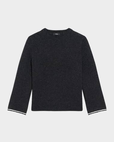 Theory Stitched Wool-Cashmere Crewneck Sweater