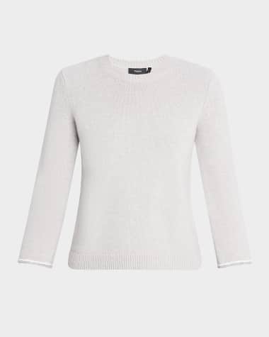 Theory Stitched Wool-Cashmere Crewneck Sweater
