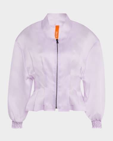 Bach Mai Nipped Waist Sheer Silk Bomber Jacket
