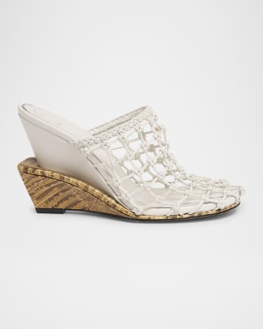 Jacquemus Les Doubles Snake-Print Tresses Wedge Mules