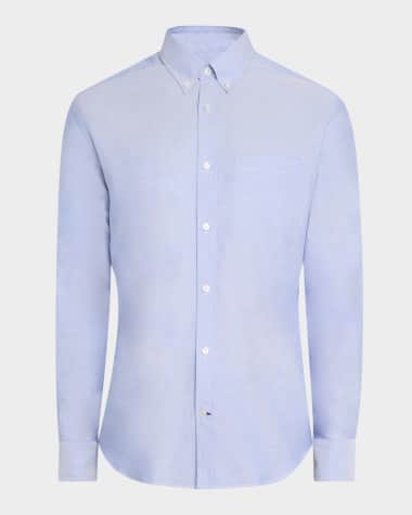 dunhill Men's Cotton Oxford Button-Collar Sport Shirt