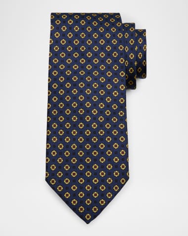 dunhill Men's Micro-Floral Mulberry Silk Tie