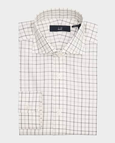 dunhill Men's Cotton Tattersall Check Dress Shirt