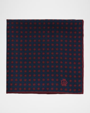 dunhill Men's Pedal-Print Mulberry Silk Pocket Square