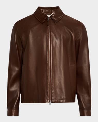 dunhill Men's Harrington Full-Zip Leather Jacket