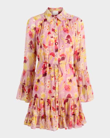 Cinq a Sept Lyra Floral Long-Sleeve Mini Dress