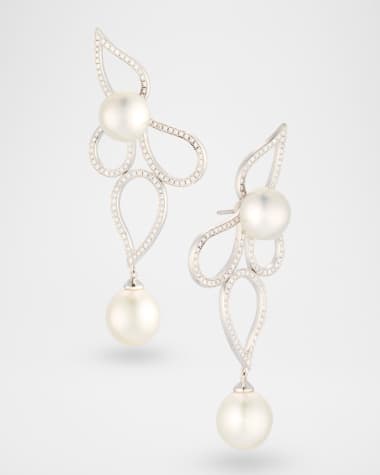 Belpearl 18K White Gold South Sea Pearl and Diamond Earrings