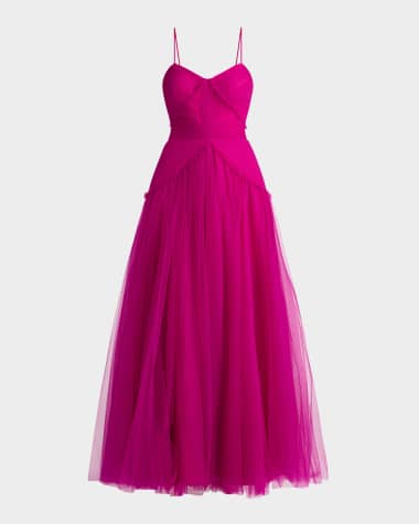 Zac Posen Sleeveless Pleated Tulle Gown