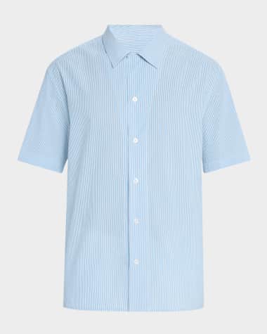 Brioni Men's Stripe Cotton Seersucker Short-Sleeve Shirt