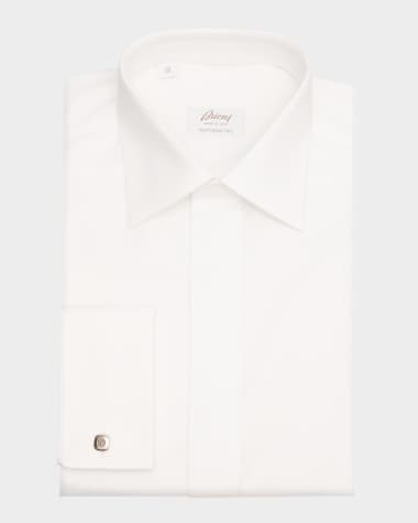 Brioni Men's French Cuff Covered-Placket Dress Shirt