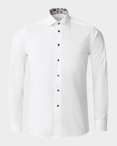 Eton Men's Slim-Fit Twill Sport Shirt with Floral Details