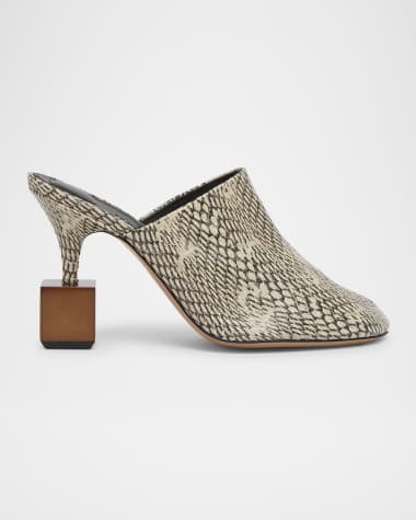 Jacquemus Les Bisou Leather Cube-Heel Mules