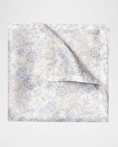 Eton Men's Floral Geometric Silk Pocket Square