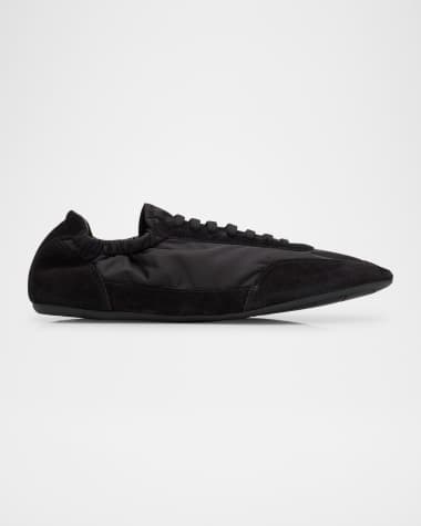 Prada Men's Collapse Nylon and Suede Low-Top Sneakers