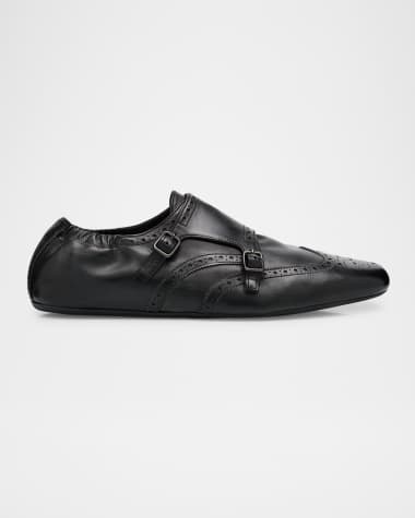 Prada Men's Shuffle Brogue Leather Double-Monk Slip-On