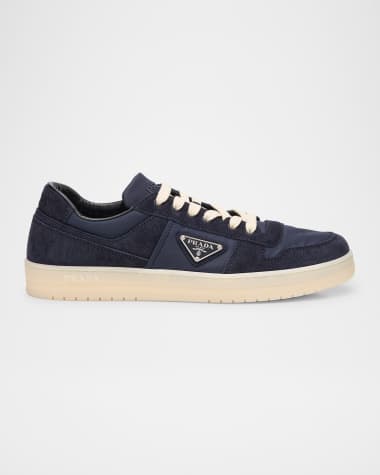 Prada Men's Downtown Nylon and Suede Low-Top Sneakers
