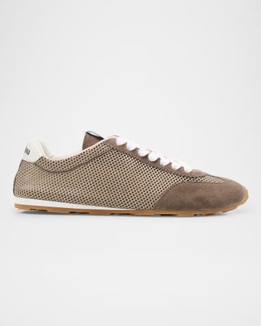 Miu Miu Low-Top Mesh Suede Sneakers
