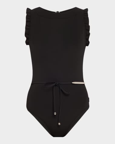 Shan Ruffle Belted One-Piece Swimsuit