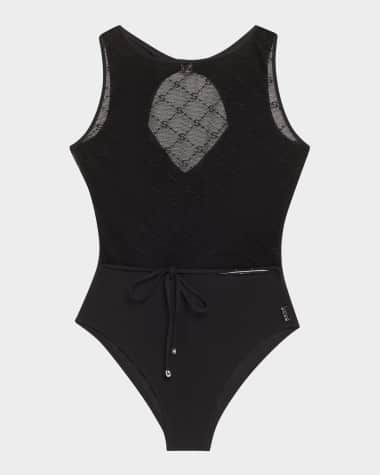 Shan Mesh Belted One-Piece Swimsuit