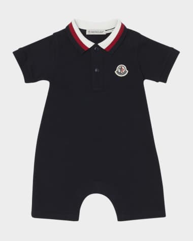 Moncler Boy's Pique Polo Playsuit, Size Newborn-24M