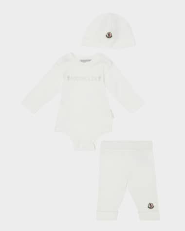 Moncler Boy's Bodysuit, Pants, and Hat Gift Set, Size 0M-6M
