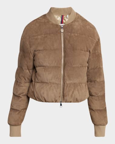 Moncler Pollet Suede Bomber Jacket