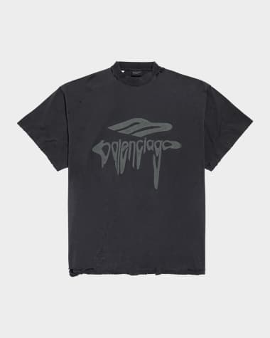 Balenciaga Men's Oversized Distressed T-Shirt