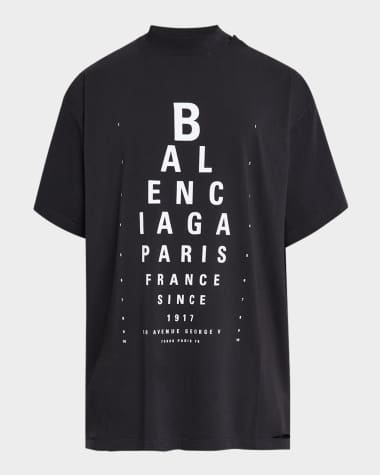 Balenciaga Men's Oversized Optical Logo T-Shirt