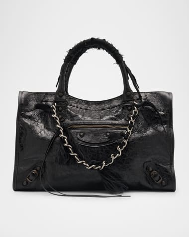 Balenciaga Le City Medium Crinkled Leather Top-Handle Bag