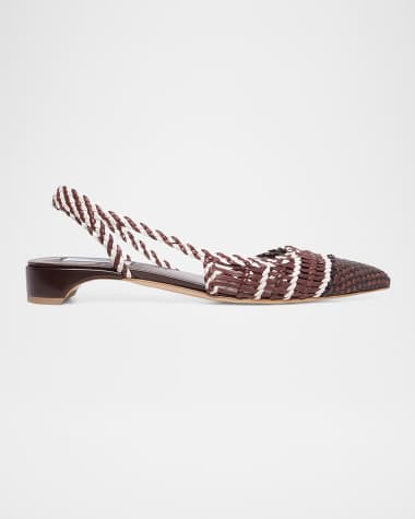 Gabriela Hearst Perro Woven Leather Slingback Ballerina Flats