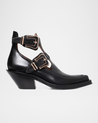 Gabriela Hearst Leather Buckle Cutout Ankle Booties