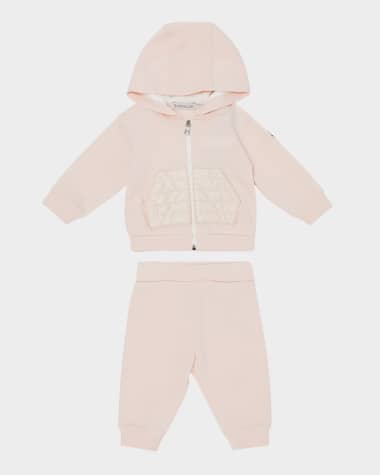 Moncler Girl's Two-Piece Logo-Embroidered Set, Size 3M-3