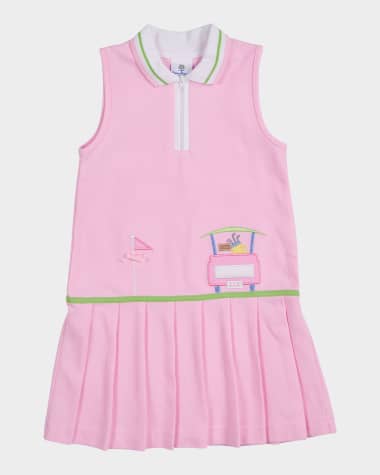 Florence Eiseman Girl's Golf Cart Applique Pique Knit Dress, Size 9M-6
