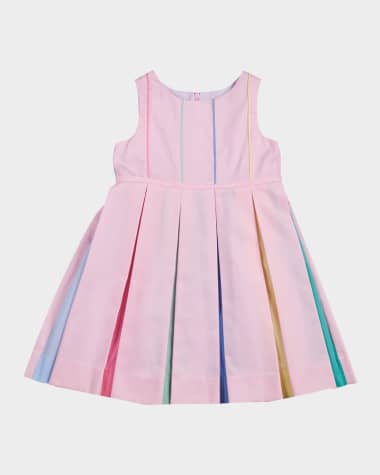 Florence Eiseman Girl's Multicolor Pleated Sleeveless Pique Dress, Size 2-6