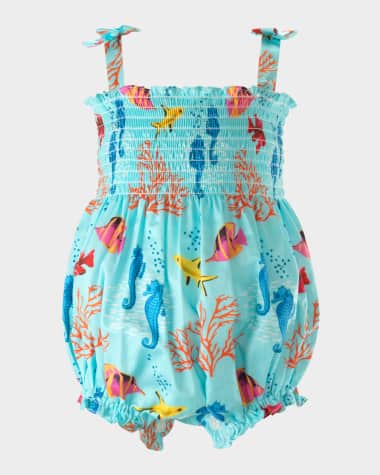 Rachel Riley Girl's Coral Reef Bubble Romper, Size 3M-24M