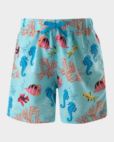 Rachel Riley Boy's Coral Reef Swim Trunks, Size 2-10