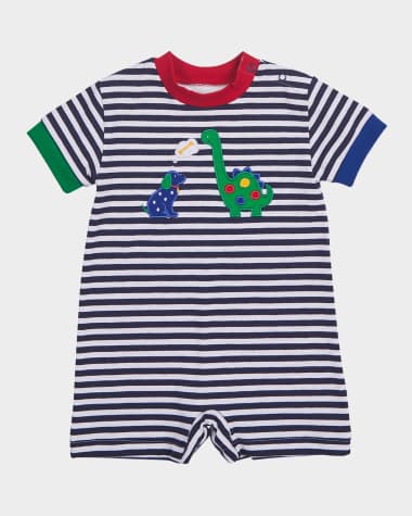 Florence Eiseman Boy's Dog and Dino Knit Shortalls, Size 3M-24M