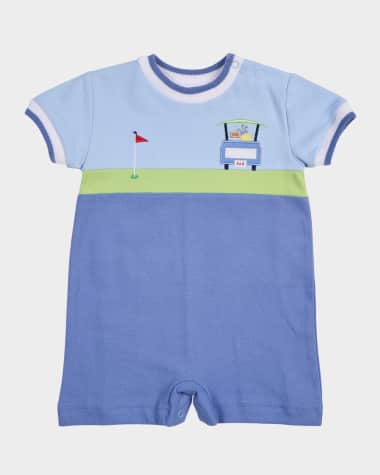 Florence Eiseman Boy's Golf Cart Applique Pique Knit Shortalls, Size 6M-24M