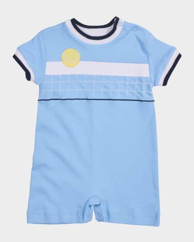 Florence Eiseman Boy's Tennis Ball and Net Knit Shortalls, Size 3M-24M