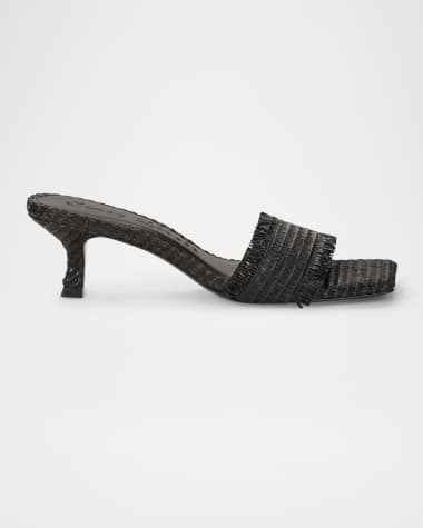 Cult Gaia Ada Frayed Kitten Mule Sandals