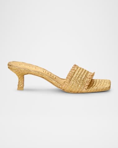 Cult Gaia Ada Frayed Kitten Mule Sandals
