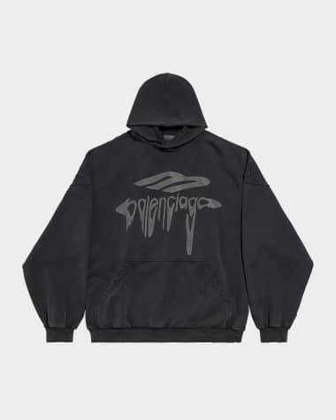 Balenciaga Men's Liquid-Effect Logo Hoodie