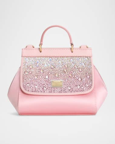 Dolce&Gabbana Kid's Sicily Satin Rhinestone Flap Bag