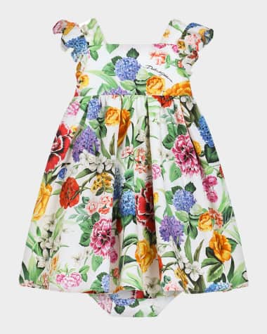Dolce&Gabbana Girl's Floral-Print Poplin Dress, Size 12M-30M