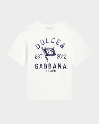 Dolce&Gabbana Girl's Glitter Interlocked Logo-Print T-Shirt, Size 12M-30M