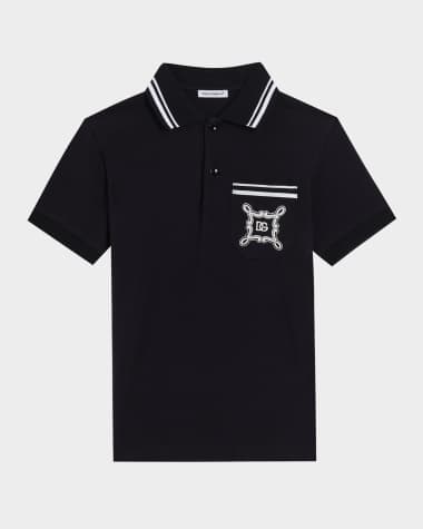 Dolce&Gabbana Boy's Bandana-Inspired Logo-Print Polo Shirt, Size 8-14