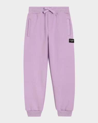 Dolce&Gabbana Boy's Joggers W/ Rubber Logo Patch, Size 4-6