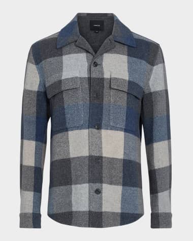 Vince Men's Plaid Splittable Overshirt