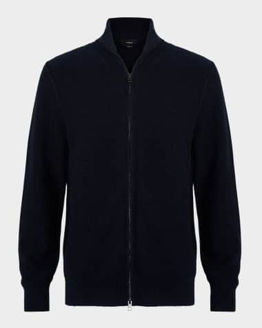 Vince Men's Boiled Cashmere-Blend Zip Sweater