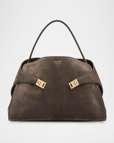 Ferragamo Hug Medium Suede Shoulder Bag